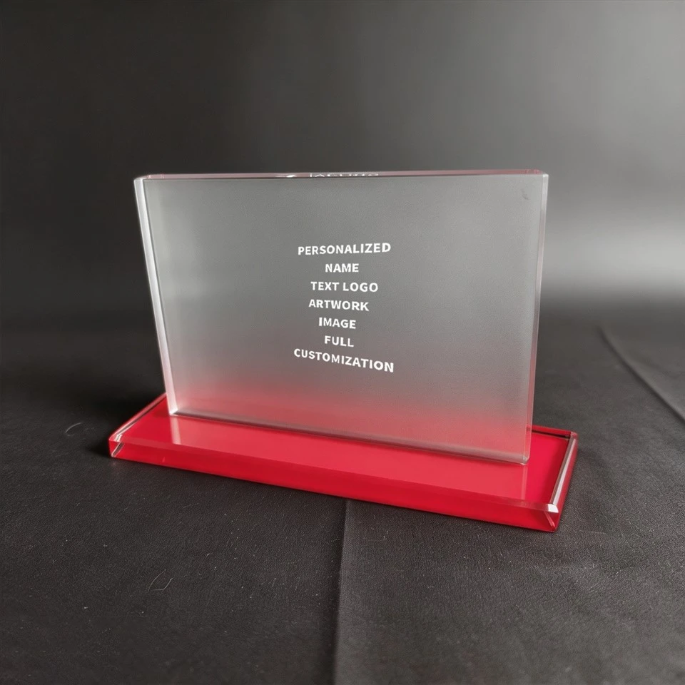Frosted Crystal Red Base Plaque high quality