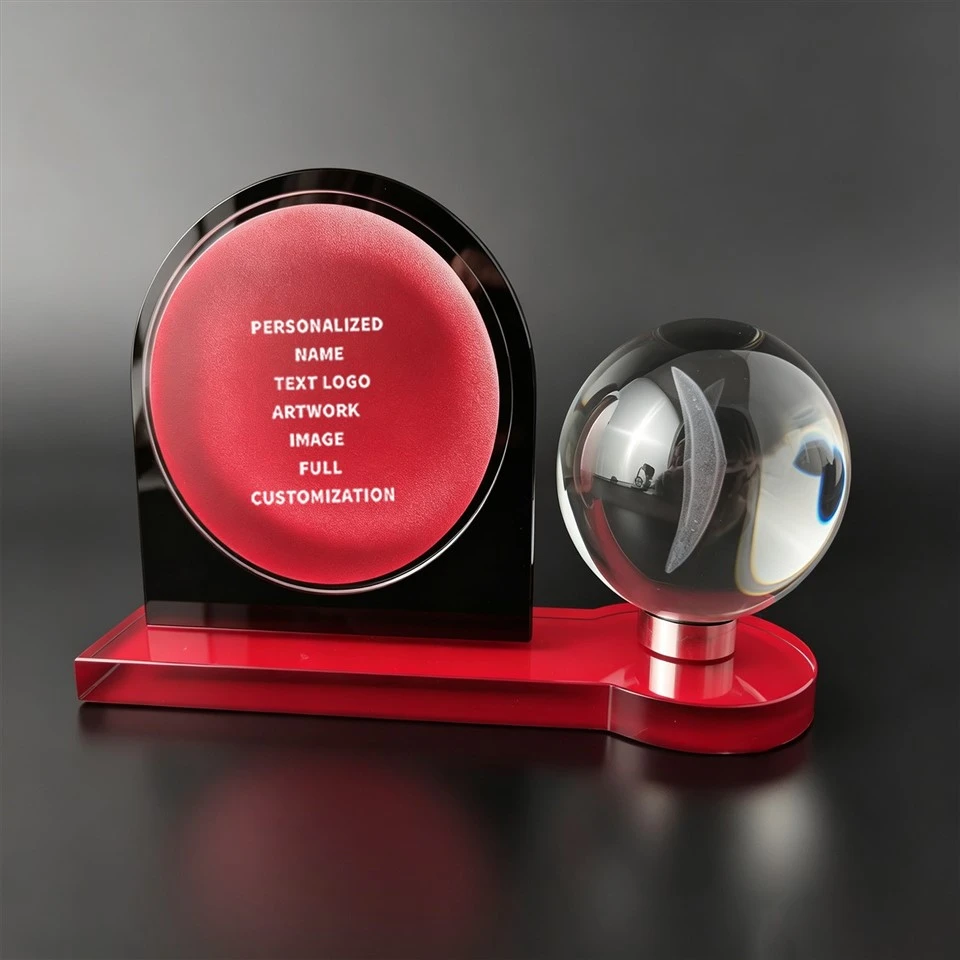 3D Engraved Red Globe Crystal Trophy suppliers