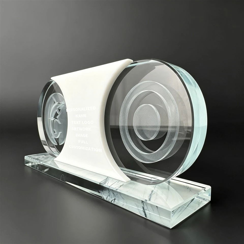Custom Fishing Reel Crystal Desk Trophy factory