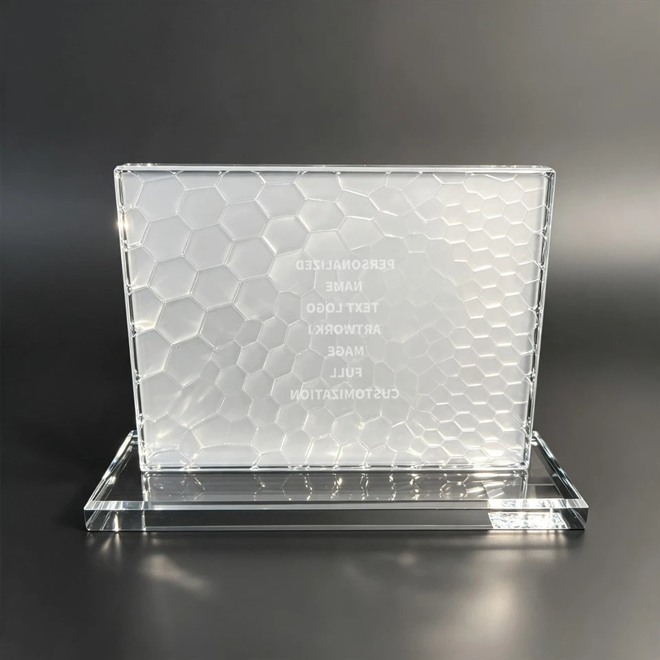 Honeycomb Laser Etched Crystal Plaque high quality