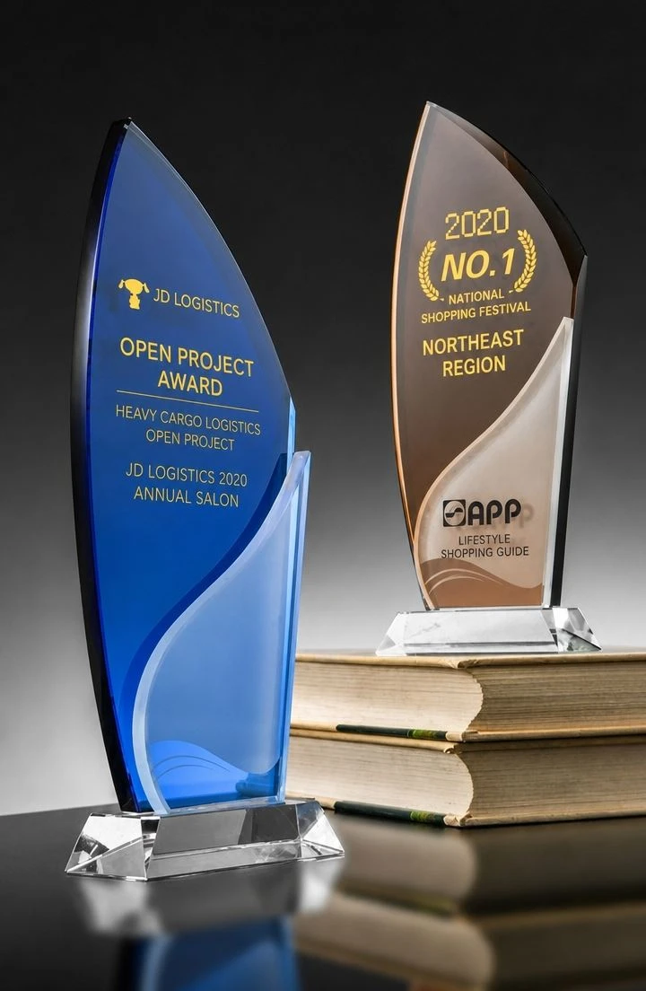 Premium Sea Blue Crystal Sail Corporate Trophy