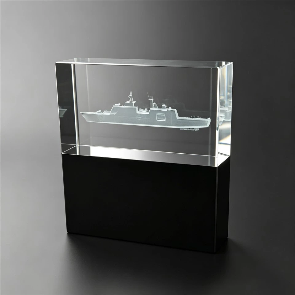 Personalized Navy Ship Crystal Desk Award price
