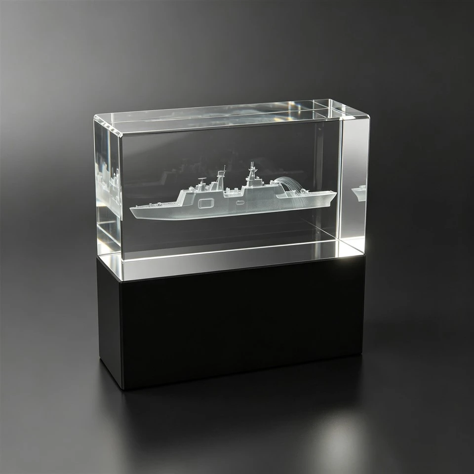 Personalized Navy Ship Crystal Desk Award factory